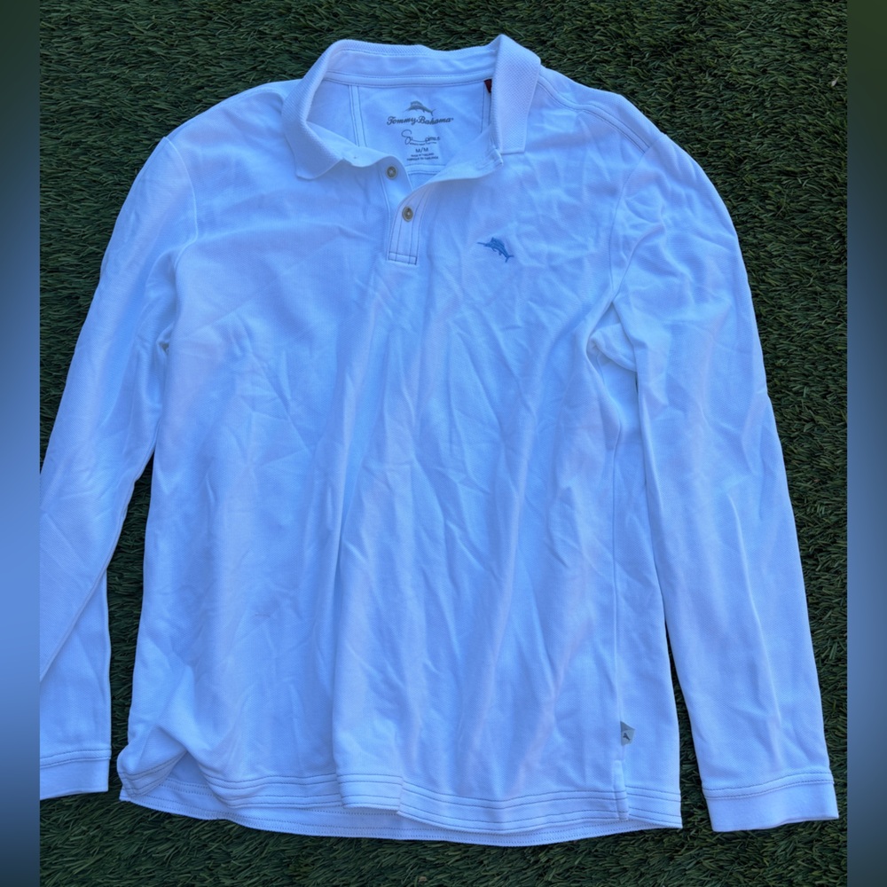 Tommy Bahama White Long Sleeve Polo